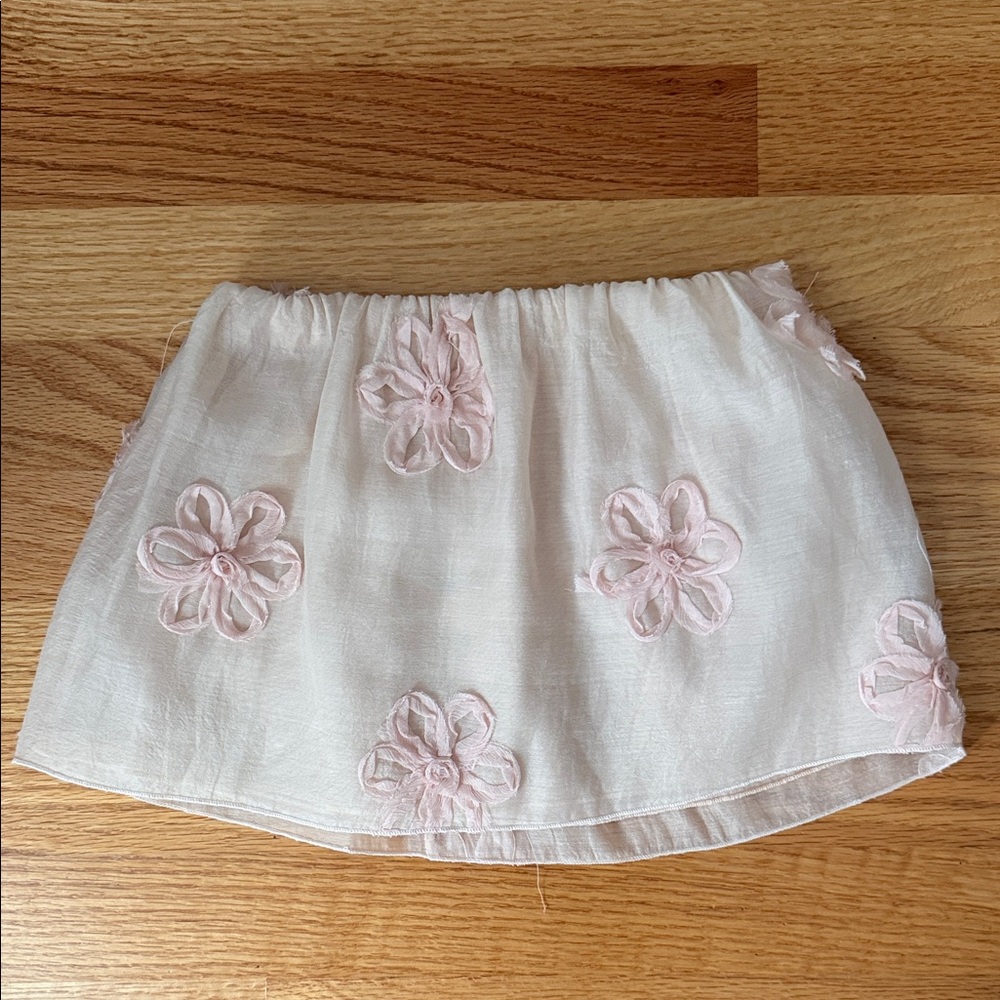 Zara Pink Skirt with Pink Floral Details